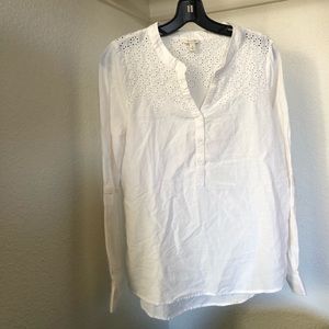 Pretty Off White Eyelet Embossed Blouse